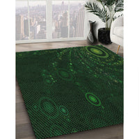 Patterned Deep Emerald Green Rug, pat261grn