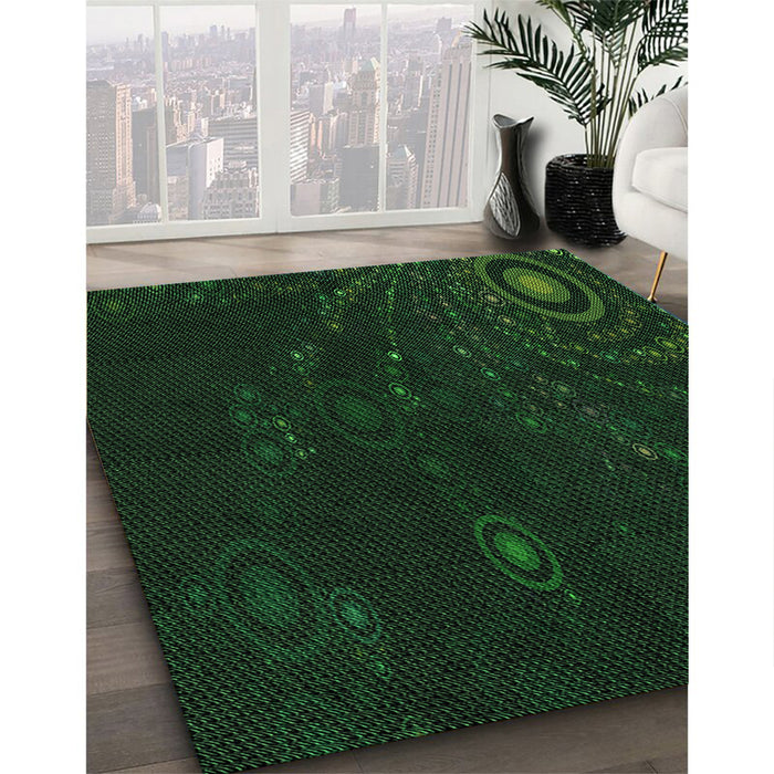 Patterned Deep Emerald Green Rug in Family Room, pat261grn