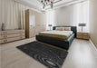 Patterned Black Rug in a Bedroom, pat261gry