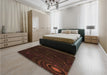 Patterned Red Brown Rug in a Bedroom, pat261org