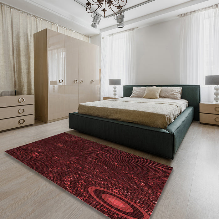 Patterned Saffron Red Rug in a Bedroom, pat261rd