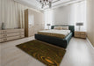 Patterned Dark Bronze Brown Rug in a Bedroom, pat261yw