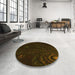 Round Patterned Dark Bronze Brown Rug in a Office, pat261yw