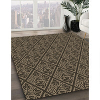 Patterned Burgundy Brown Rug, pat2610brn