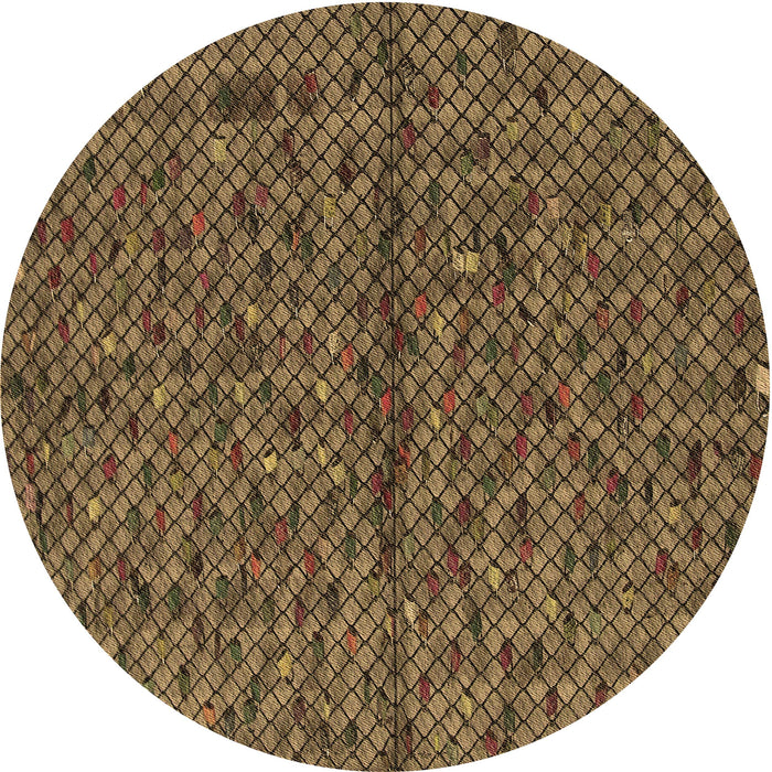 Square Patterned Cinnamon Brown Rug, pat2611brn