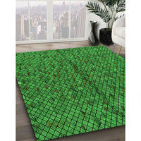 Patterned Deep Emerald Green Rug, pat2611grn