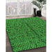 Patterned Deep Emerald Green Rug in Family Room, pat2611grn