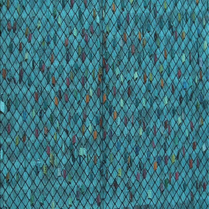 Patterned Dark Turquoise Green Rug, pat2611lblu