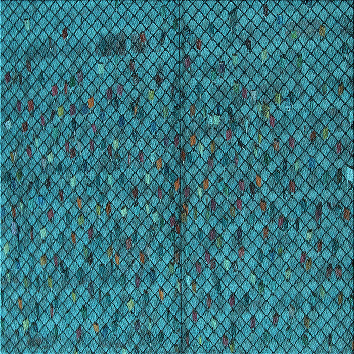 Round Patterned Dark Turquoise Green Rug, pat2611lblu