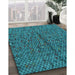 Machine Washable Transitional Dark Turquoise Green Rug in a Family Room, wshpat2611lblu