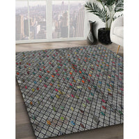 Patterned Gunmetal Gray Novelty Rug, pat2611