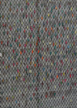 Patterned Gunmetal Gray Novelty Rug, pat2611