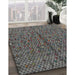 Patterned Gunmetal Gray Novelty Rug in Family Room, pat2611