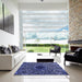 Machine Washable Transitional Blue Rug in a Kitchen, wshpat2612blu