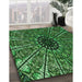 Patterned Dark Forest Green Rug in Family Room, pat2612grn