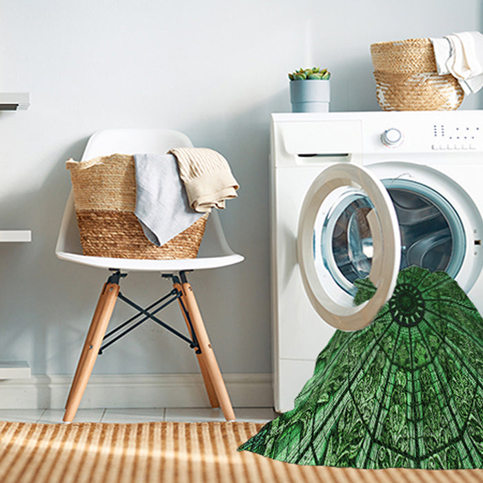 Machine Washable Transitional Dark Forest Green Rug in a Washing Machine, wshpat2612grn