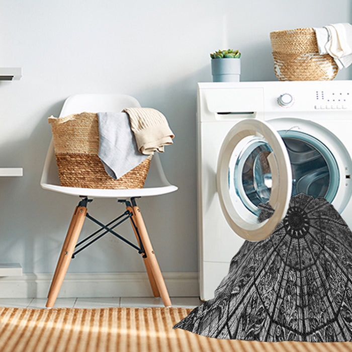 Machine Washable Transitional Charcoal Black Rug in a Washing Machine, wshpat2612gry
