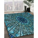 Machine Washable Transitional Deep Teal Green Rug in a Family Room, wshpat2612lblu