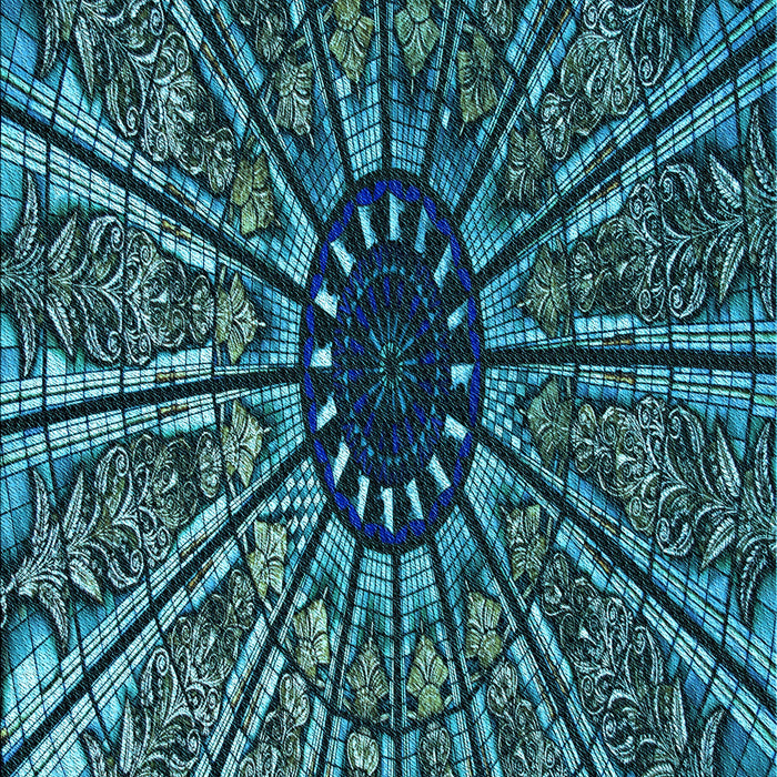 Patterned Deep Teal Green Rug, pat2612lblu