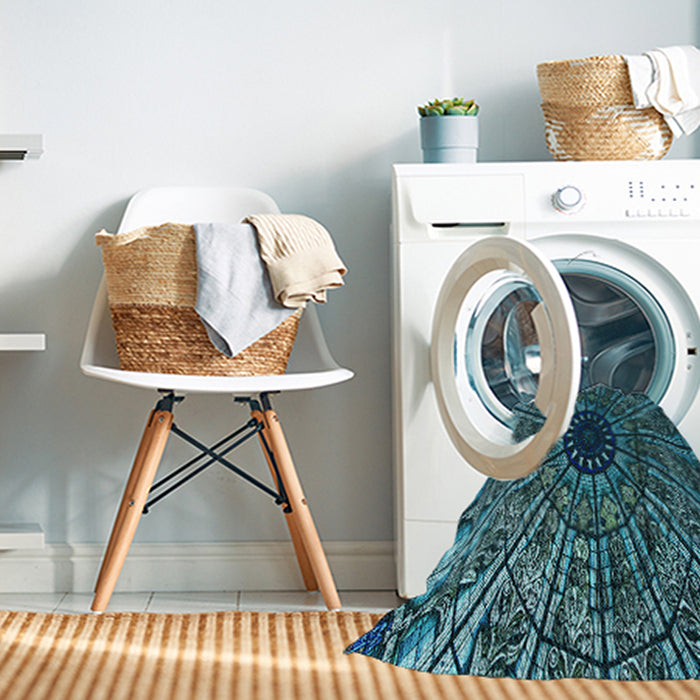 Machine Washable Transitional Deep Teal Green Rug in a Washing Machine, wshpat2612lblu