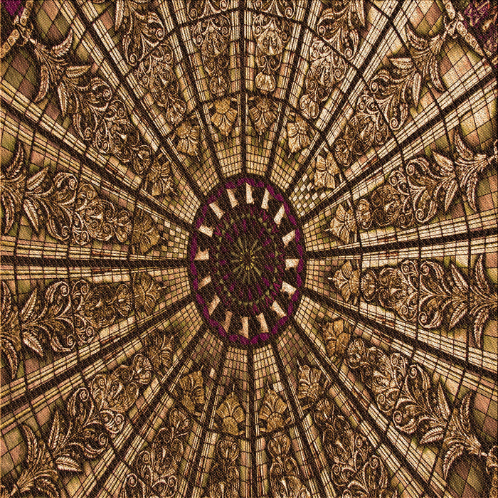 Round Patterned Bronze Brown Rug, pat2612org