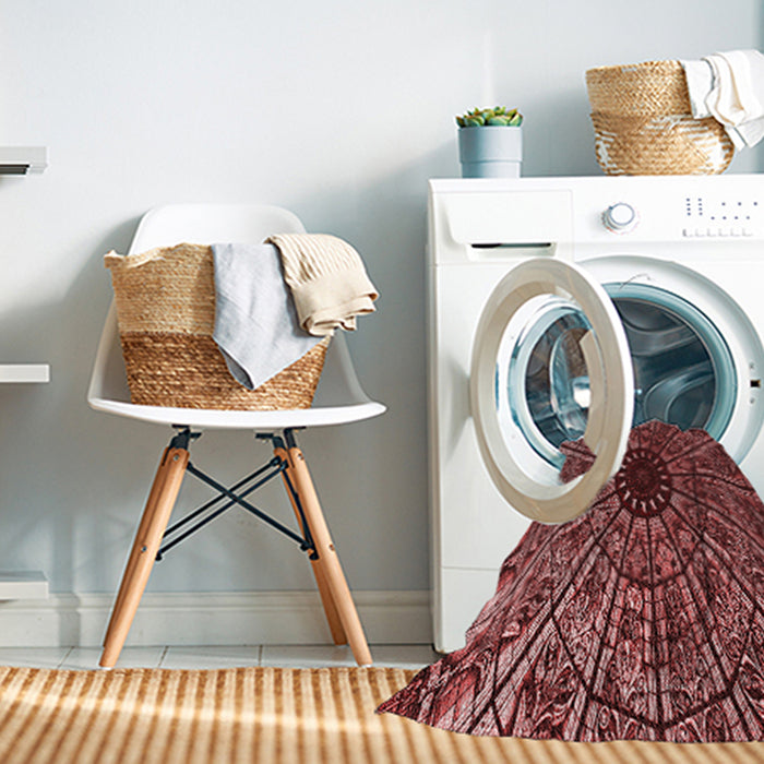 Machine Washable Transitional Maroon Red Rug in a Washing Machine, wshpat2612rd