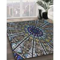 Patterned Dark Gray Novelty Rug, pat2612