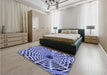 Patterned Sky Blue Rug in a Bedroom, pat2613blu