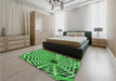Patterned Green Rug in a Bedroom, pat2613grn