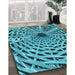 Machine Washable Transitional Teal Green Rug in a Family Room, wshpat2613lblu