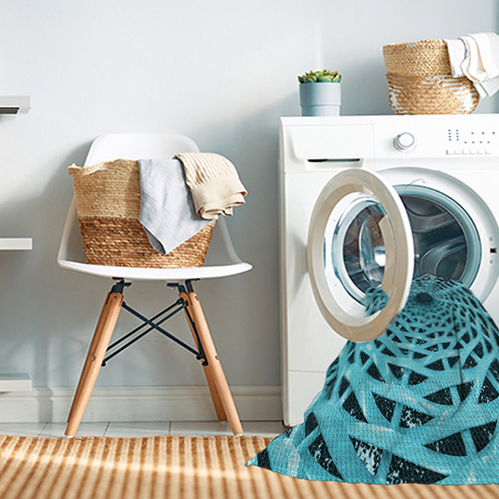 Machine Washable Transitional Teal Green Rug in a Washing Machine, wshpat2613lblu