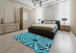 Patterned Teal Green Rug in a Bedroom, pat2613lblu