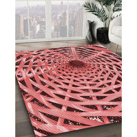 Patterned Tomato Red Rug, pat2613rd