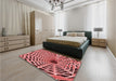 Patterned Tomato Red Rug in a Bedroom, pat2613rd