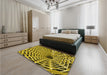 Patterned Dark Bronze Brown Rug in a Bedroom, pat2613yw