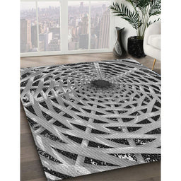 Patterned Silver Gray Novelty Rug in Family Room, pat2613