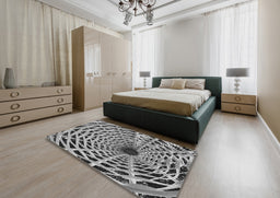 Patterned Silver Gray Novelty Rug in a Bedroom, pat2613