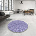 Round Patterned Amethyst Purple Rug in a Office, pat2614blu