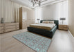 Patterned Blue Rug in a Bedroom, pat2614lblu