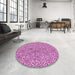 Round Patterned Deep Pink Rug in a Office, pat2614pur