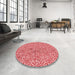 Round Patterned Pastel Pink Rug in a Office, pat2614rd
