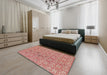 Patterned Red Novelty Rug in a Bedroom, pat2614