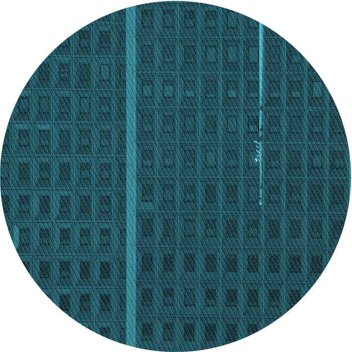 Square Patterned Dark Cyan Green Rug, pat2615lblu