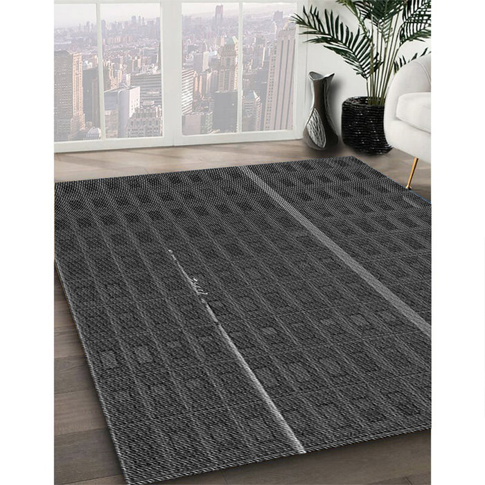 Patterned Gray Novelty Rug in Family Room, pat2615