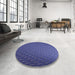 Round Patterned Blue Rug in a Office, pat2616blu