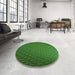 Round Patterned Deep Emerald Green Rug in a Office, pat2616grn