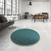 Round Patterned Charcoal Blue Rug in a Office, pat2616lblu