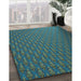 Patterned Charcoal Blue Rug in Family Room, pat2616lblu