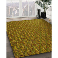 Patterned Dark Bronze Brown Rug, pat2616yw