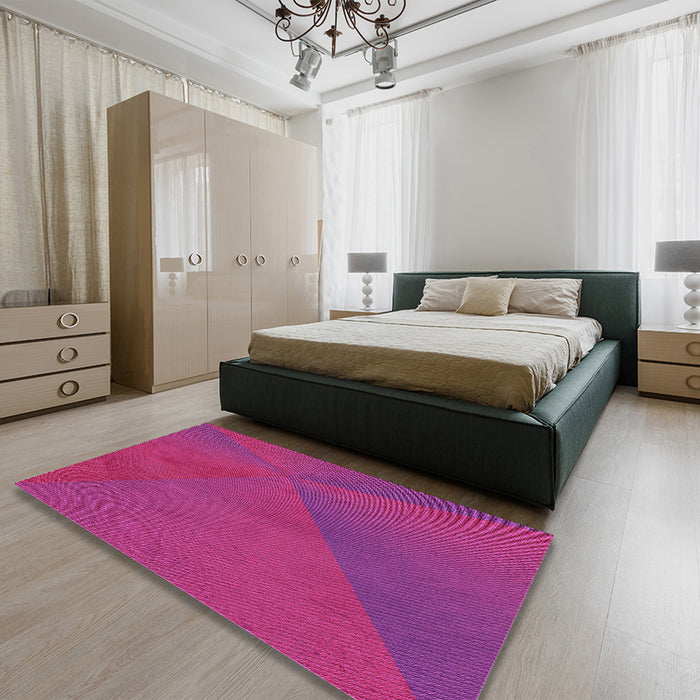 Patterned Deep Pink Rug in a Bedroom, pat2617pur